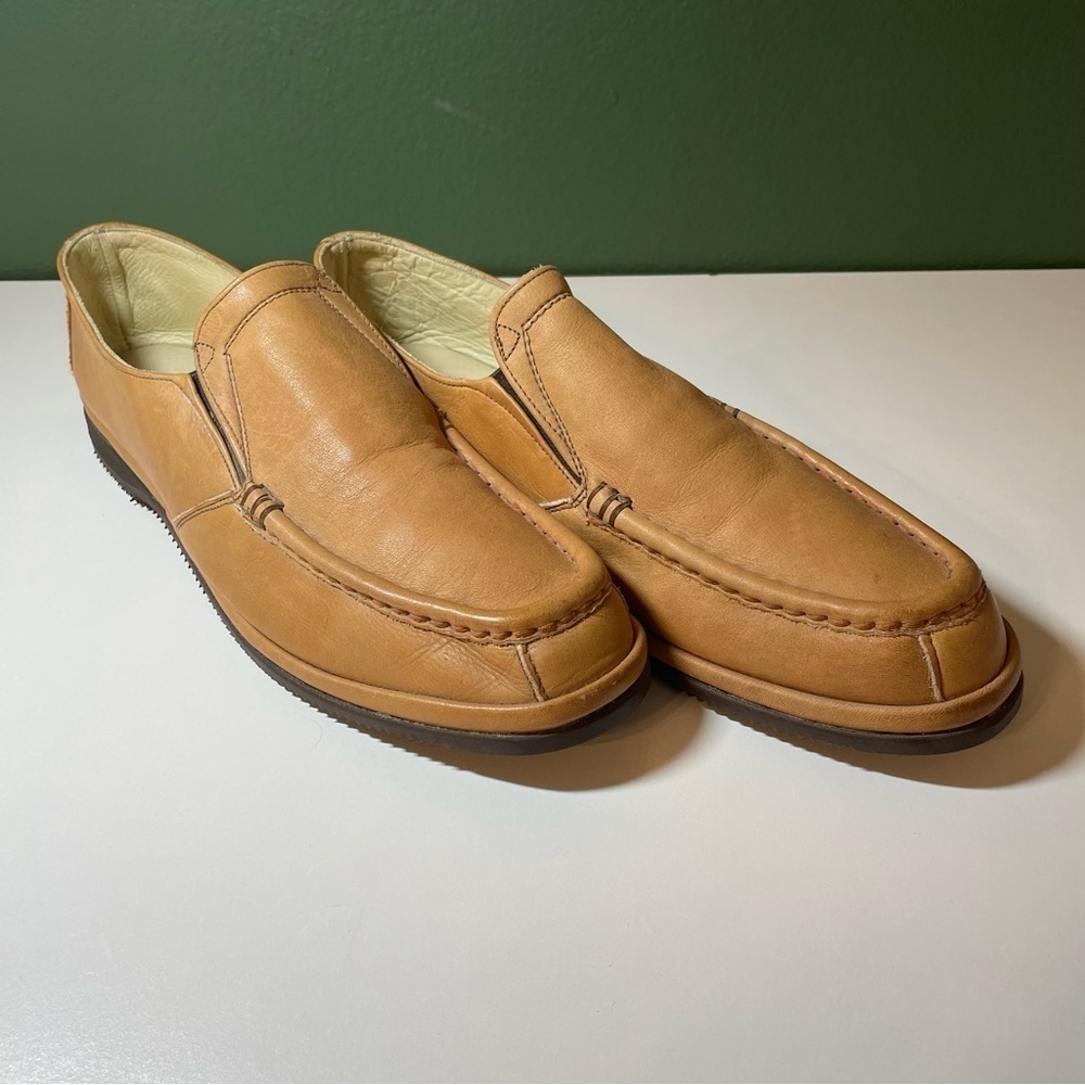 Johnston Murphy After‎ Hours VTG Men’s Smoking Loafer Slippers Tan Leather 10.5N